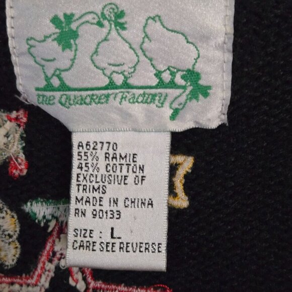 Quaker Factory Vintage Unique Angel Embroidered  V Neck Cardigan Sweater Size L - Picture 10 of 10